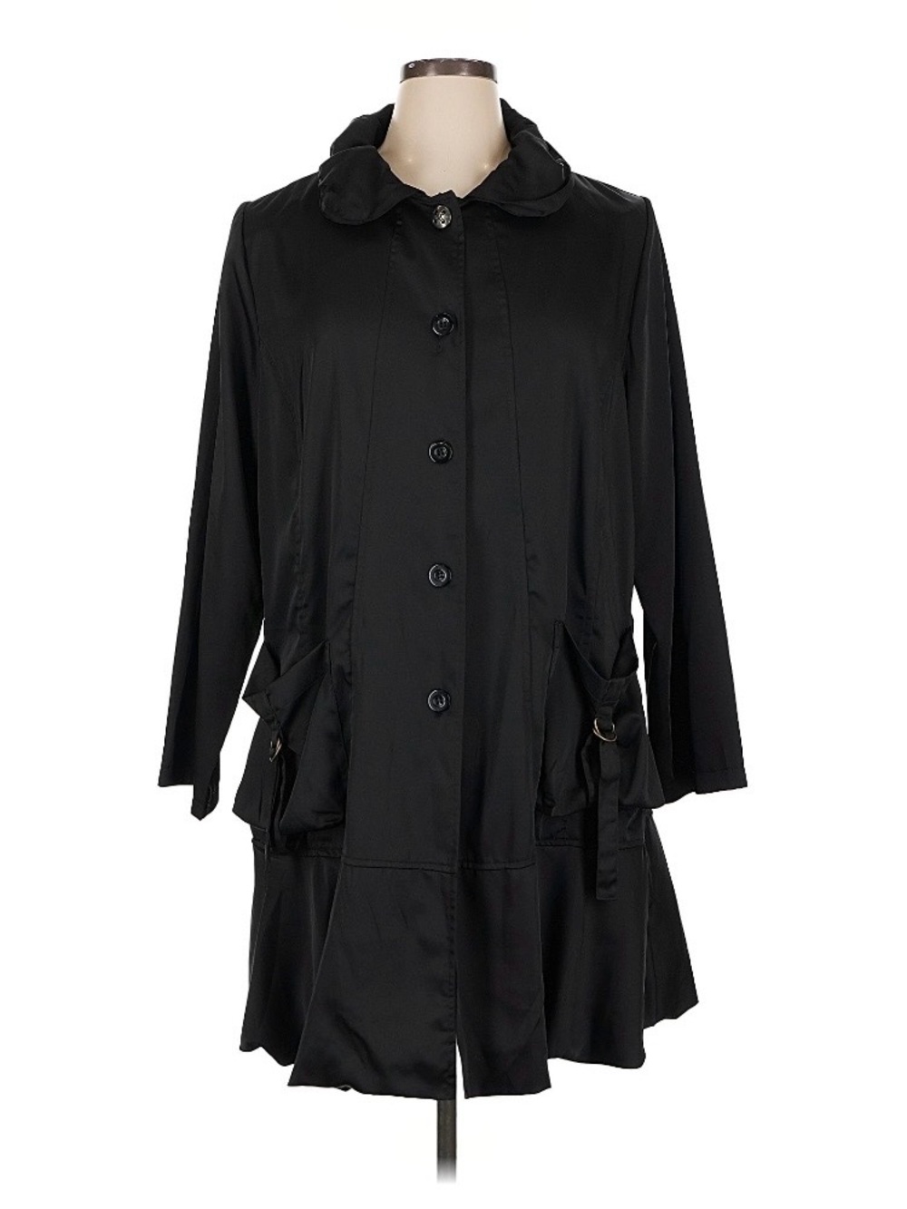 Black Women's Lightweight Button-Front Coat